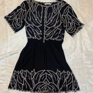 Alice + Olivia Embroidered Canvas Mini Dress Black